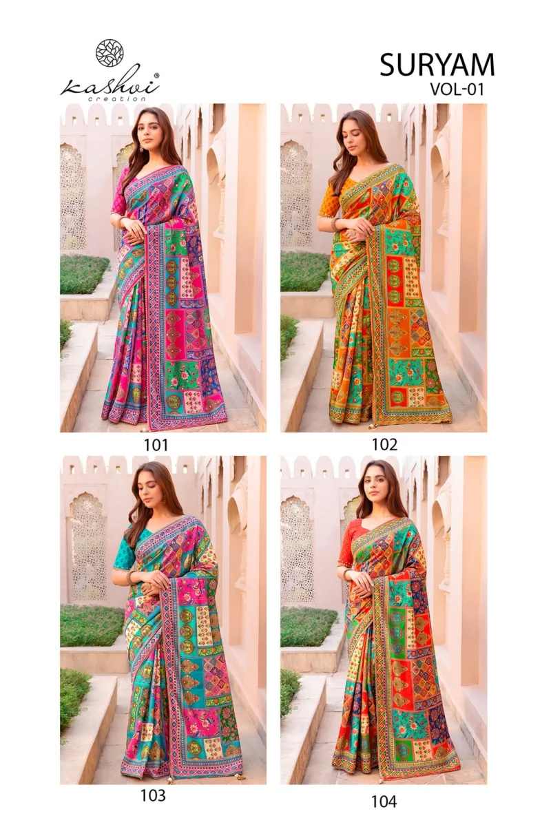 Suryam Vol 1 By Kashvi Chinon Digital Printed Saree 